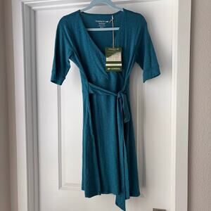 Toad & Co NWT Teal Organic Cotton and Tencel Wrap Dress Size XS